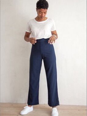 Ali Golden Navy Blue 100% Raw Silk High Waist Wide Leg pants